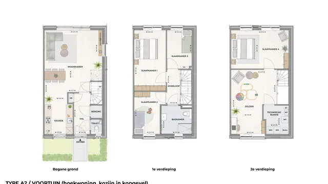 TYPE A2 _ voortuin (hoekwoning, kozijn in kopgevel)
